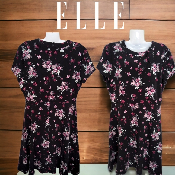 Nwt!! ELLE Designer Black and Floral Gorgeous Midi Dress With Bow Tie!!💖 - Picture 7 of 16